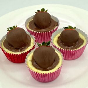 Mini Chocolate Covered Strawberry Cheesecakes